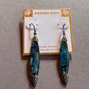 Sterling Silver Annika Witt Balinese  Blue Mother of pearl .925 Drop Earrings